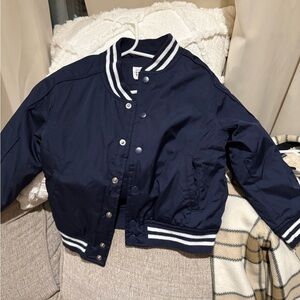 GAP Navy Varsity Jacket with White Stripes